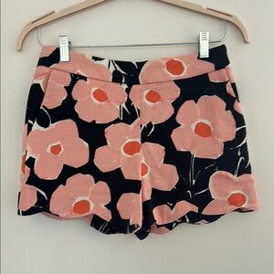 Anthropologie Floral Women's Shorts - Pink, Coral, Deep navy, scalloped bottom